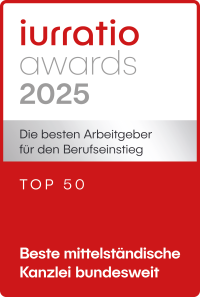 iurratio award 2025 für die Top 50 der besten Arbeitgeber für Berufseinsteiger